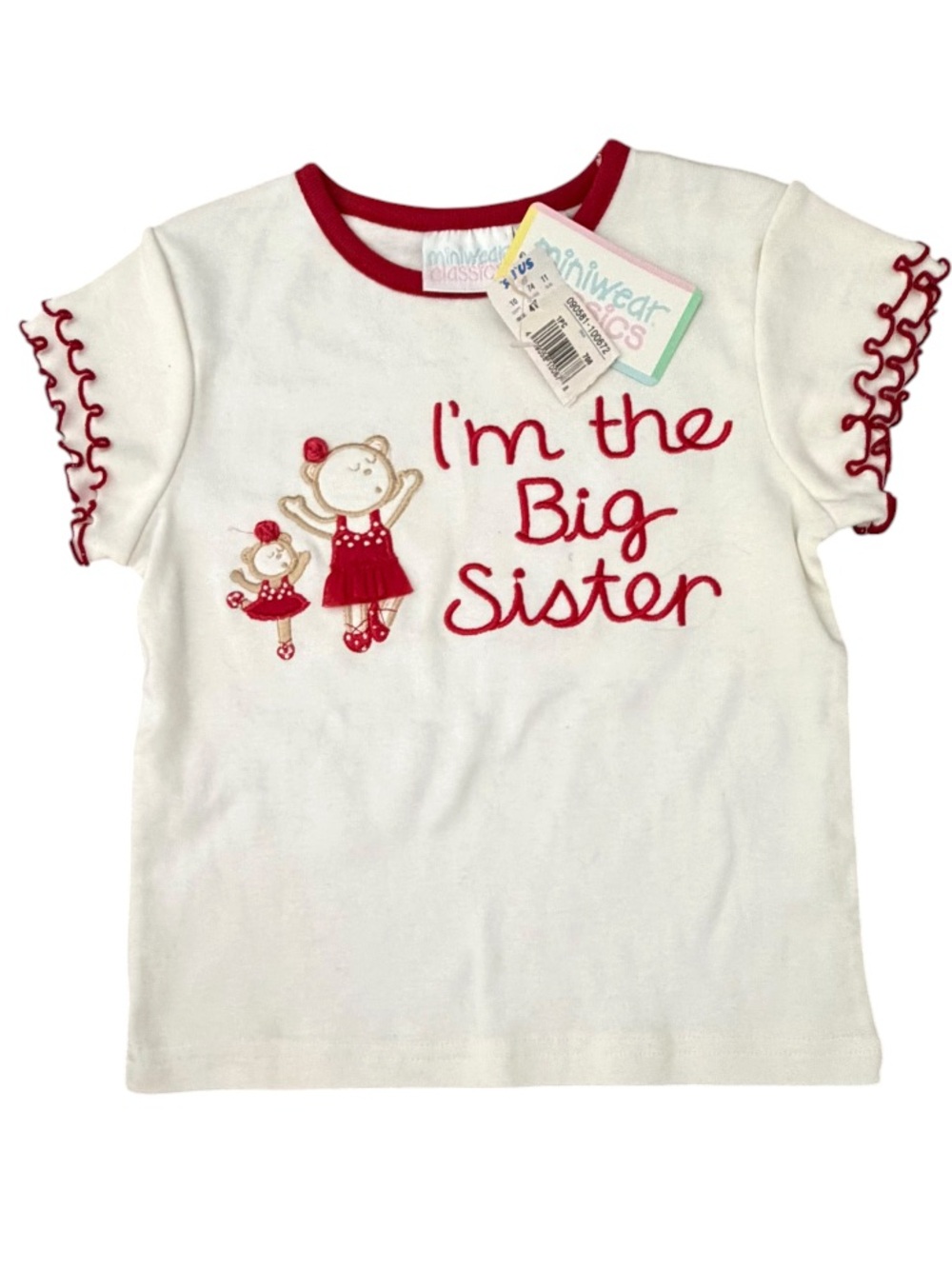 VTG 1990s  "I'm the Big Sister" Embroidered Teddy Bear NWT Tee